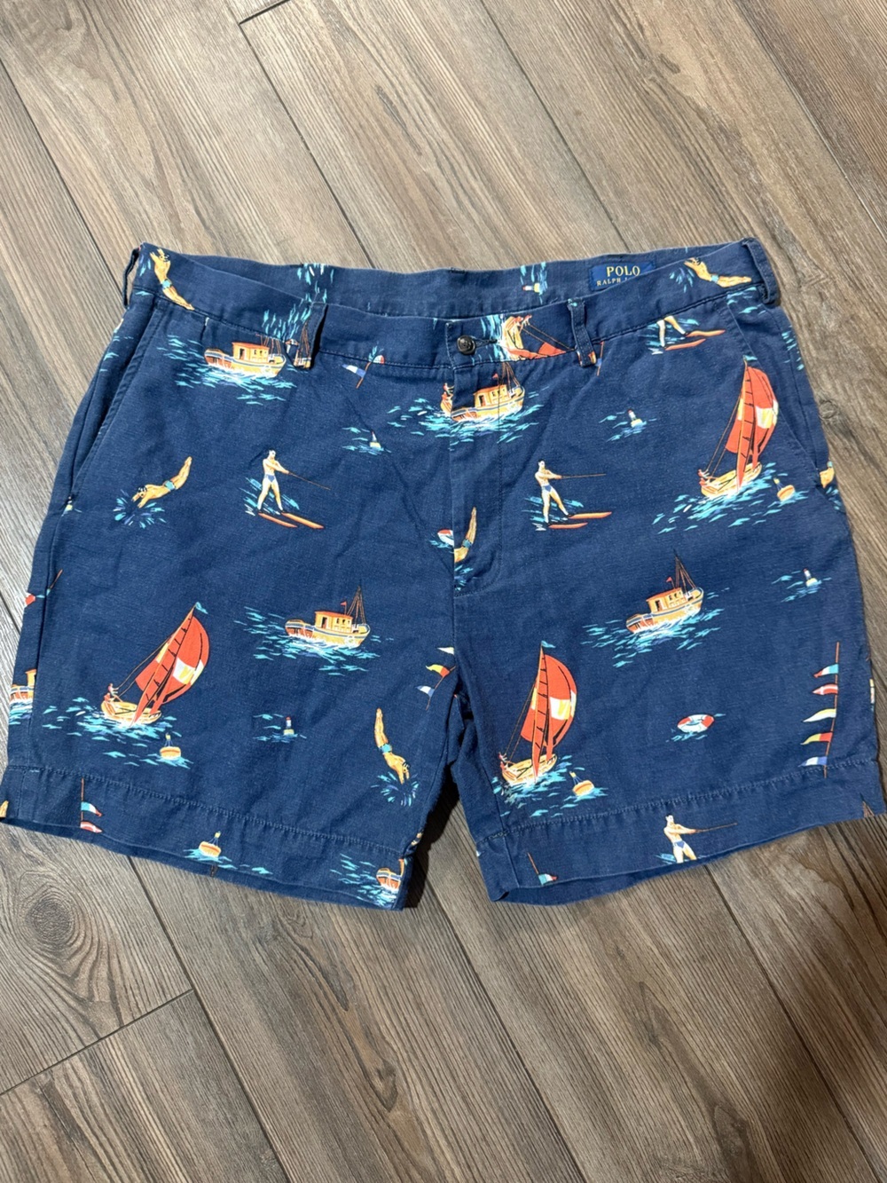Polo Ralph Lauren Linen Blend Nautical Print Shorts Men’s 36 Coastal Beach